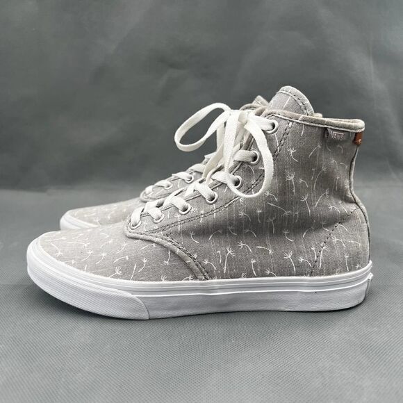 Vans Camden High-Top Gray White Canvas Dandelion Print Sneakers Size 7.5 - Picture 7 of 16